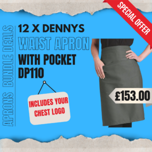 Dennys Waist Apron With Pocket DP110 Bundle Pack Of 12