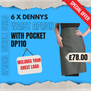 Dennys Waist Apron With Pocket DP110 Bundle Pack Of 6