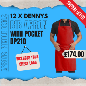 Dennys Bib Apron With Pocket DP210 Bundle Pack Of 12