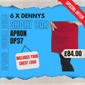 Denny's Short Bar Apron With Pocket DP37 Bundle Pack Of 6