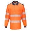 Portwest Hi-Vis Cotton Comfort Long Sleeve Polo Shirt T184 - Image 2